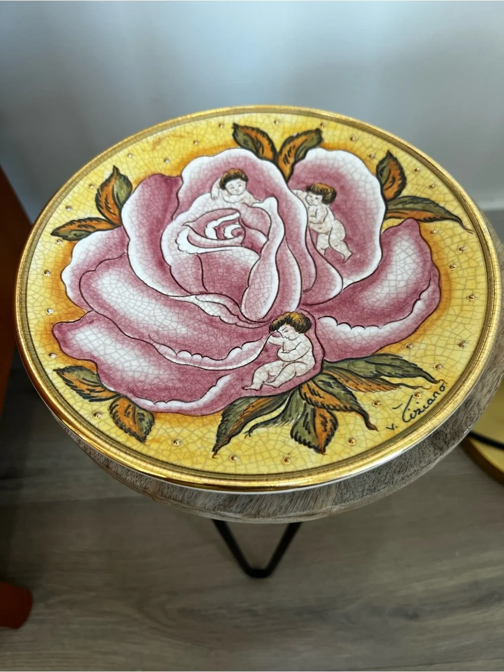 1978 Flower Children Hand Painted by Italian Artist Vincente Tiziano